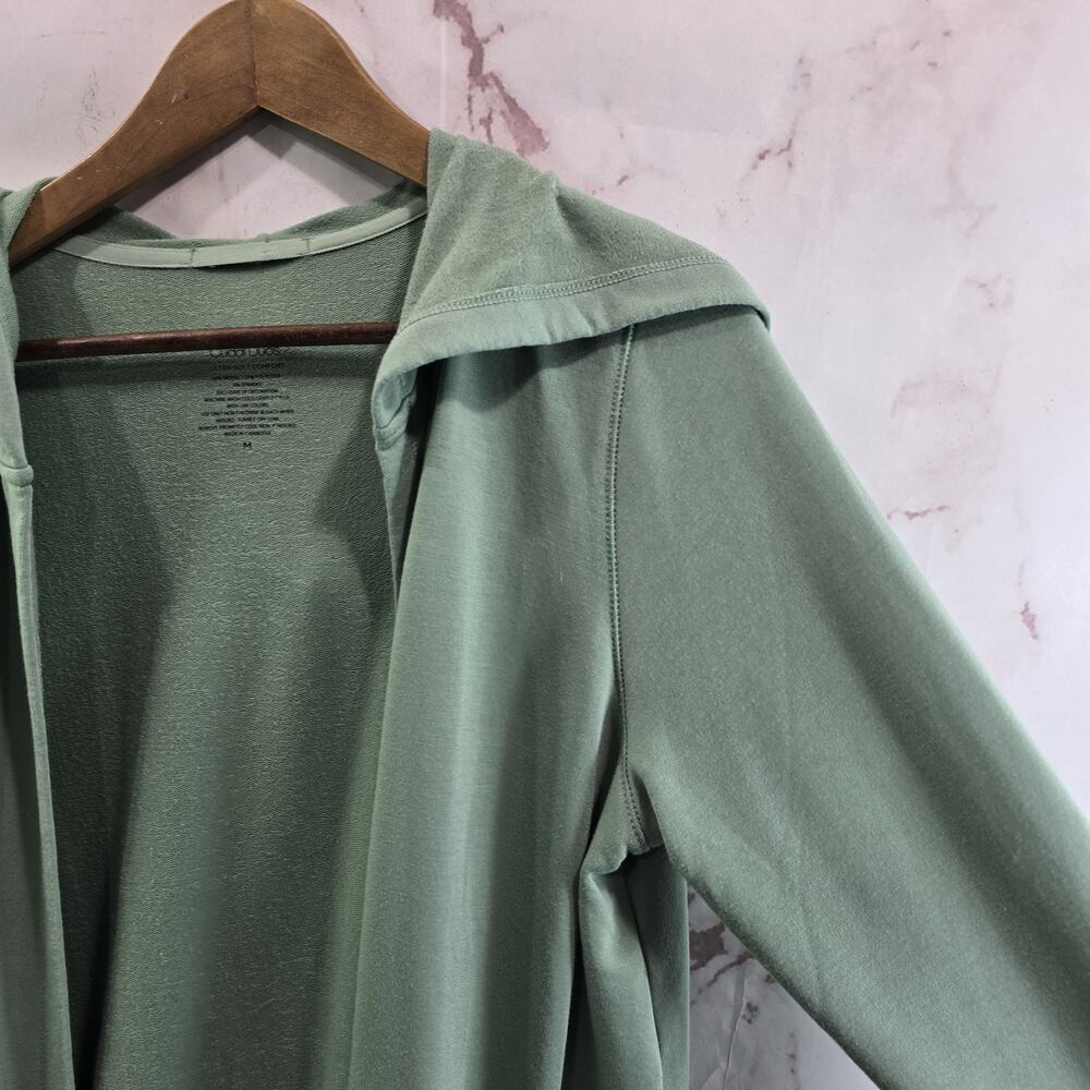 Cuddl Duds Cardigan Women Medium Light Green Hooded Modal Thumb Holes Ultra Soft - Picture 11 of 12